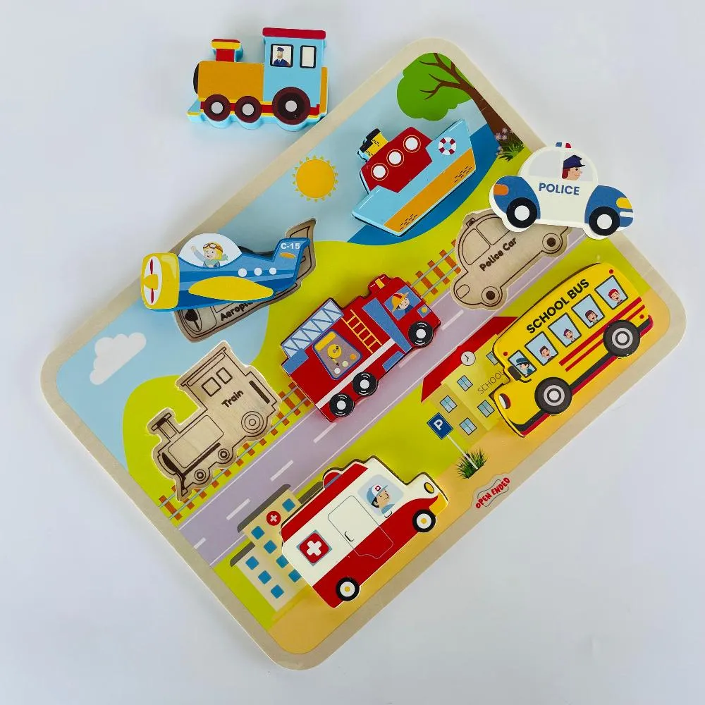 Open Ended Chunky Puzzle New Design - Vehicles