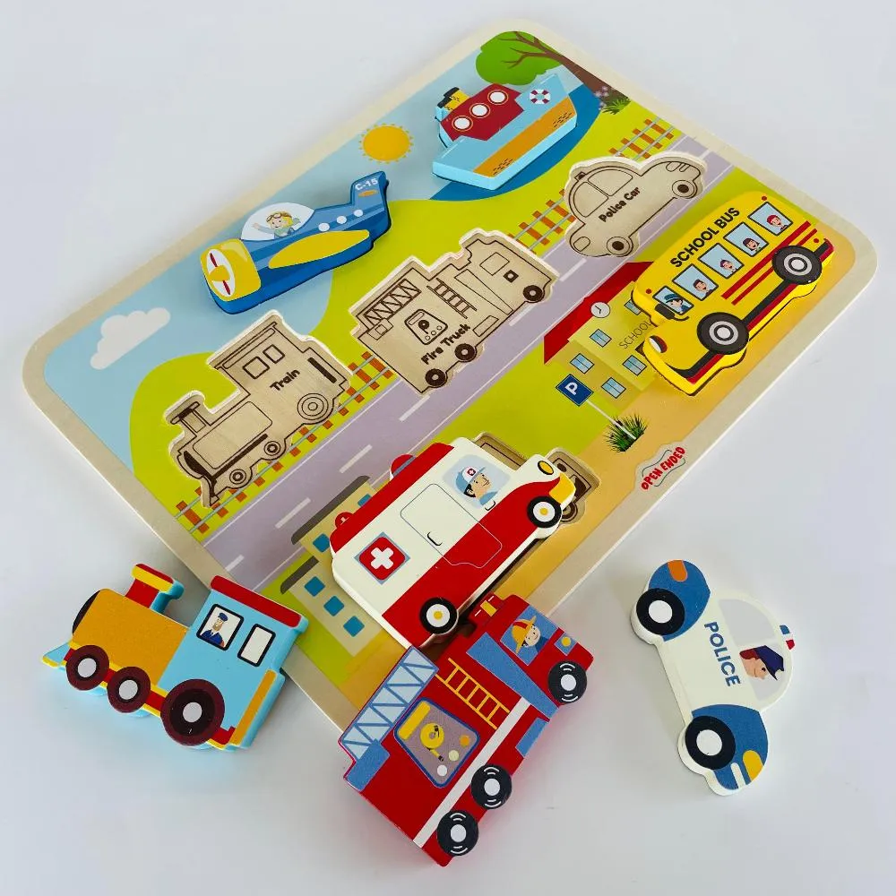 Open Ended Chunky Puzzle New Design - Vehicles