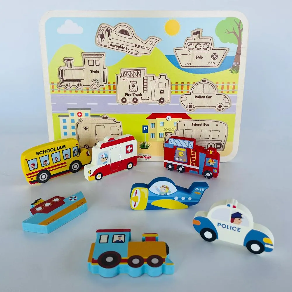 Open Ended Chunky Puzzle New Design - Vehicles