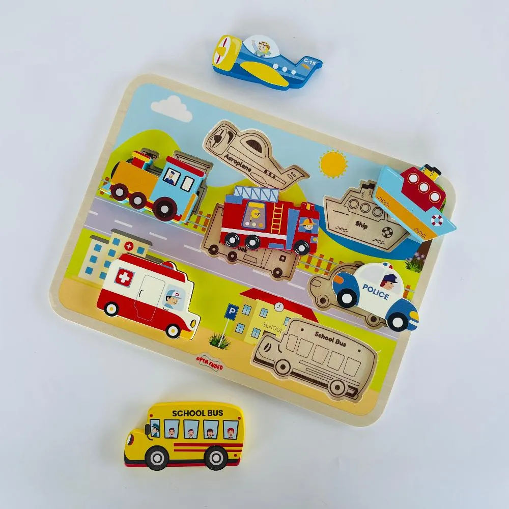 Open Ended Chunky Puzzle New Design - Vehicles