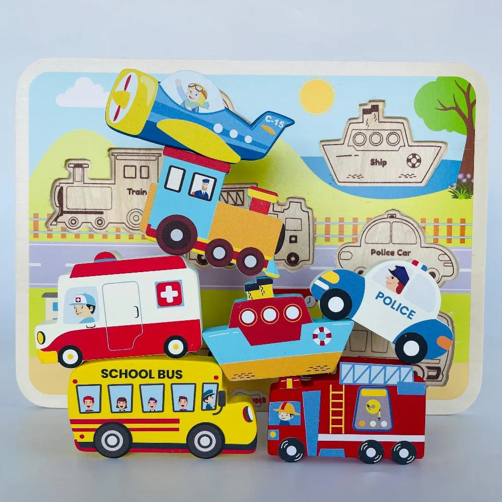 Open Ended Chunky Puzzle New Design - Vehicles