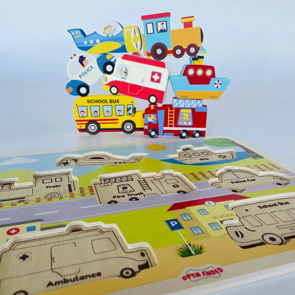Open Ended Chunky Puzzle New Design - Vehicles