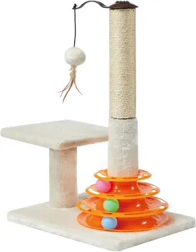 PEEKAB Cat Scratching Post Kitten Sisal Scratcher Tree with Tracks Toy Balls for Indoor Cats and Kittens - 25 inches
