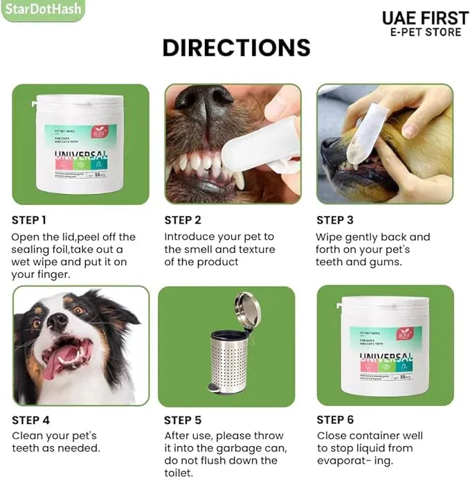 Pet Dental Finger Wipes - Easy Teeth Cleaning for Dogs & Cats