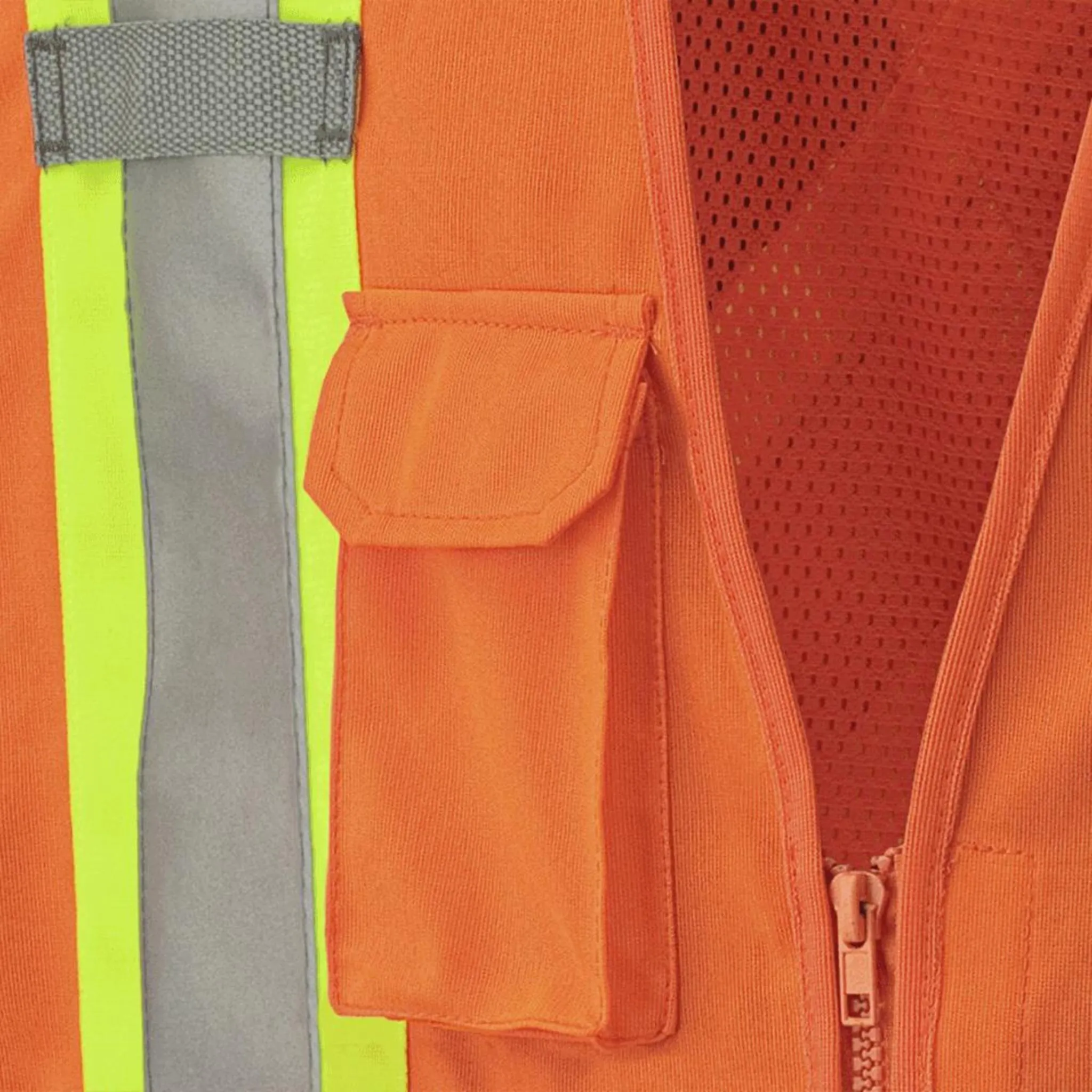 Pioneer Men's Hi Vis Traffic Safety Vest - CSA Certified, Tricot Poly, Zip-Front, Mesh Back, Tear-Away, Reflective Tape, 4 Pockets | Sizes S-5XL
