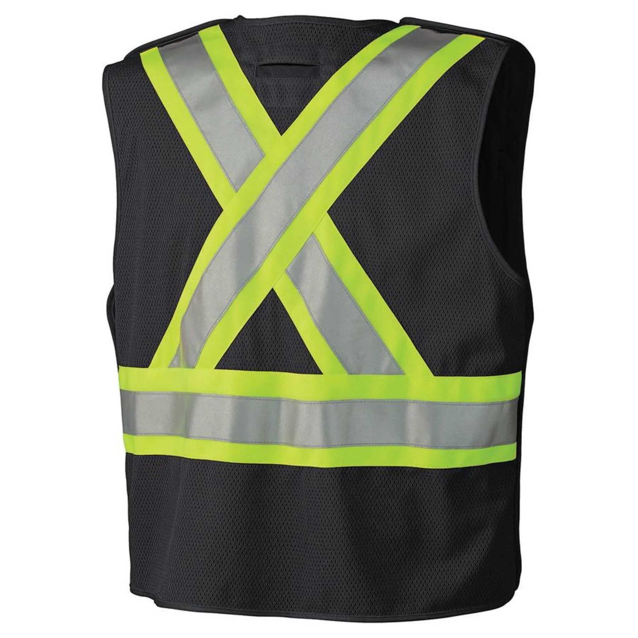 Pioneer Men's Hi Vis Traffic Safety Vest - CSA Certified, Tricot Poly, Zip-Front, Mesh Back, Tear-Away, Reflective Tape, 4 Pockets | Sizes S-5XL