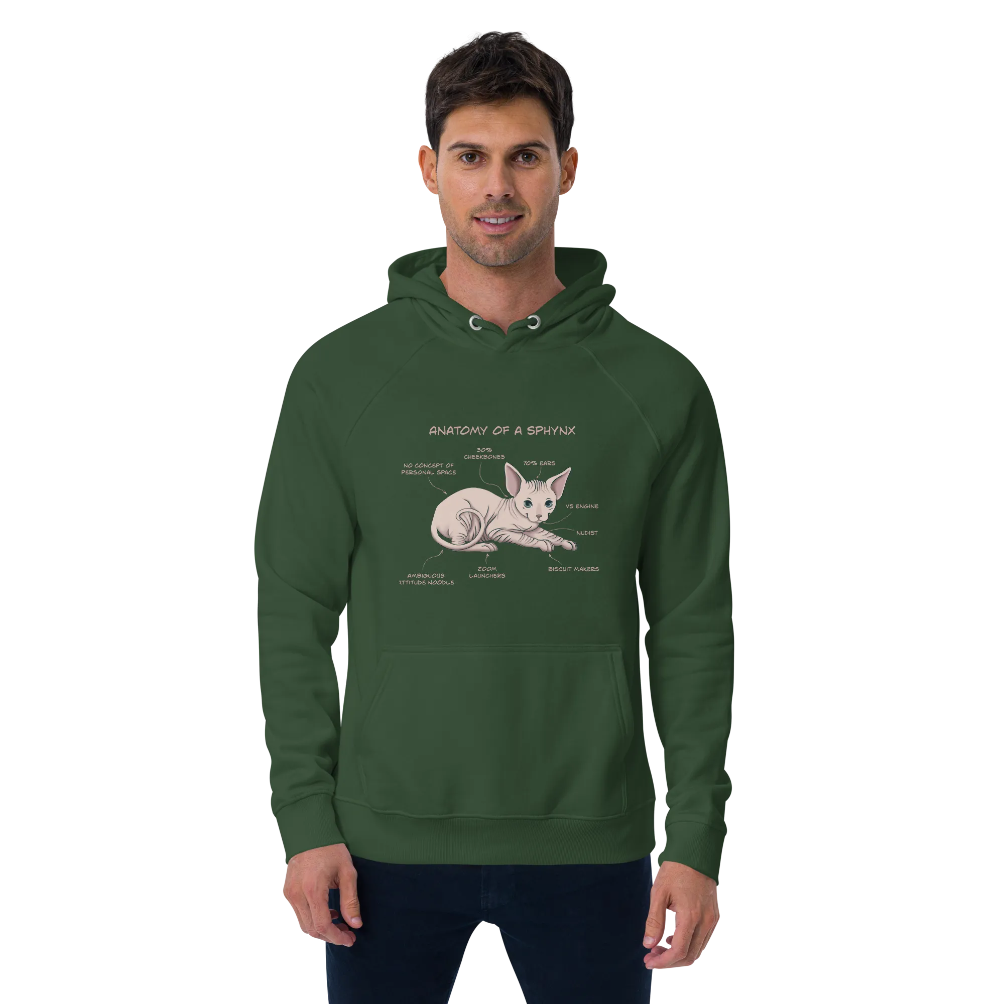 "ANATOMY OF A SPHYNX" UNISEX ECO HOODIE