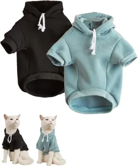 QWINEE 2Pcs Dog Hoodie, Cat Jacket, Dog Shirt, Multicolored S to XL