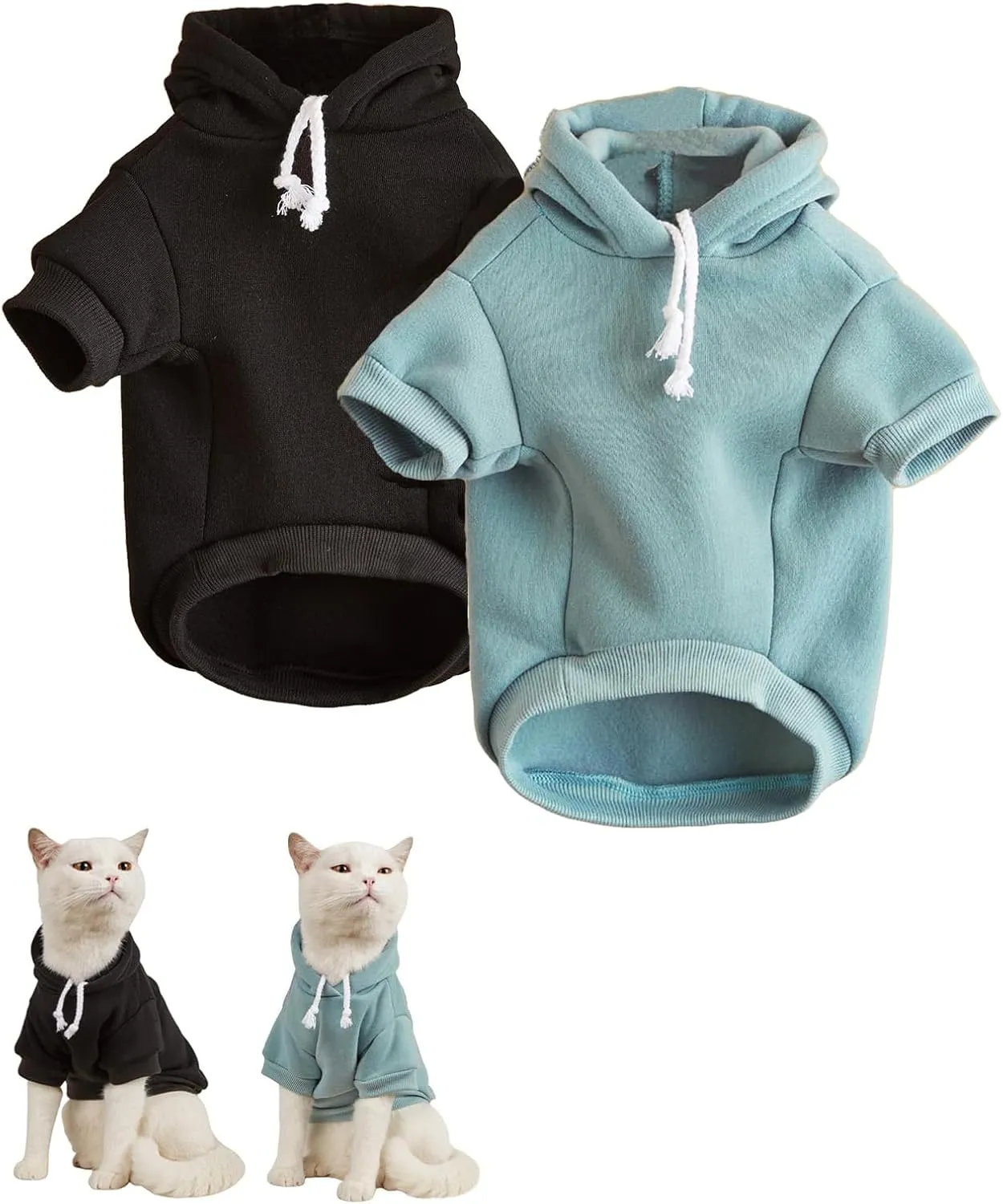 QWINEE 2Pcs Dog Hoodie, Cat Jacket, Dog Shirt, Multicolored S to XL