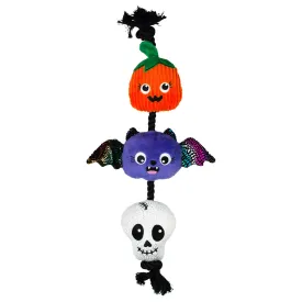 skull bat pumpkin rope dog toy