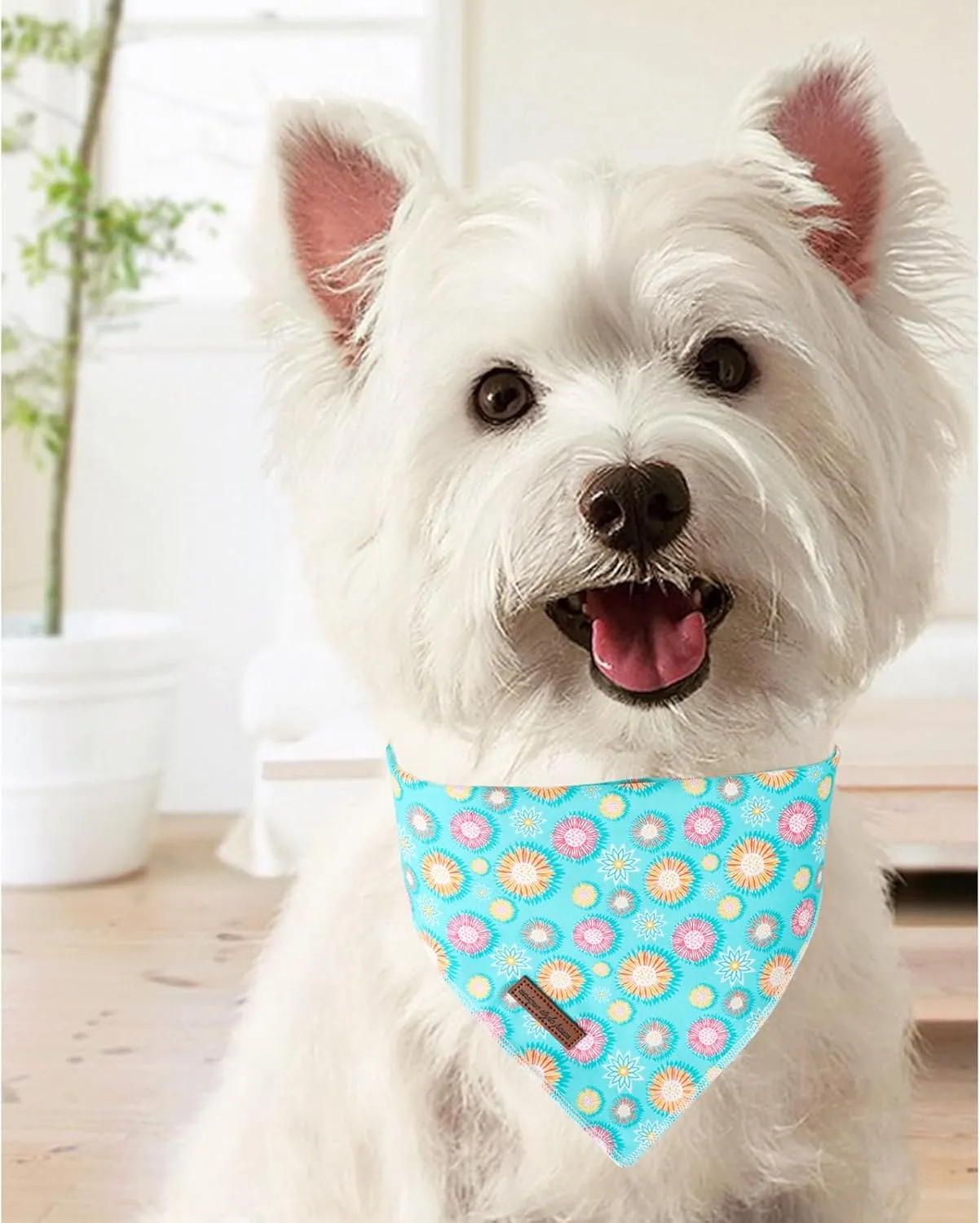 Summer Dog Bandana, Unique Style Paws Blue Sunflower Dog Bandanas, Flower Puppy Scarves Square Dog Bib Kerchief Adjustable Handkerchief for Small Medium Large Dogs Summer Gift