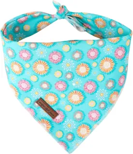 Summer Dog Bandana, Unique Style Paws Blue Sunflower Dog Bandanas, Flower Puppy Scarves Square Dog Bib Kerchief Adjustable Handkerchief for Small Medium Large Dogs Summer Gift