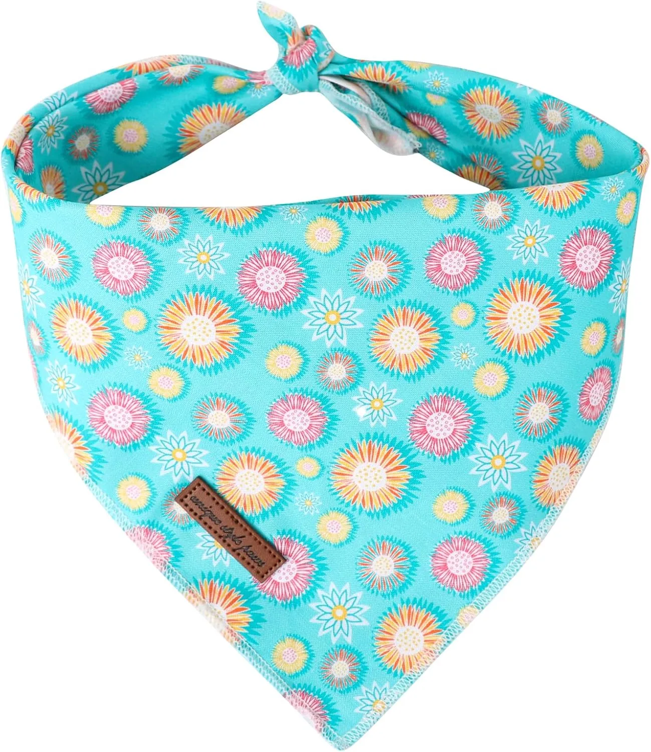 Summer Dog Bandana, Unique Style Paws Blue Sunflower Dog Bandanas, Flower Puppy Scarves Square Dog Bib Kerchief Adjustable Handkerchief for Small Medium Large Dogs Summer Gift