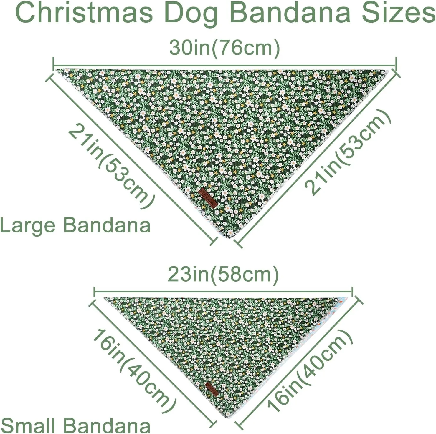Summer Dog Bandana,Cute Pet Bandana with Flower Pattern,Adjustable Green Puppy Dog Bibs,Washable Triangle Dog Scarf for Boy,Girl Dogs or Cats