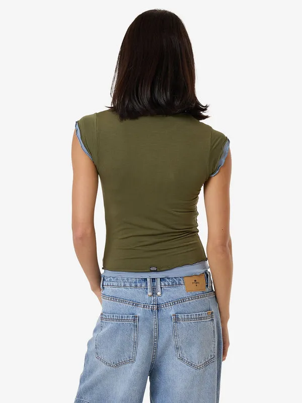 THRILLS Double Down Layer Tee - BURNT OLIVE