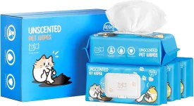 Unscented Pet Wipes (400pcs) - Hypoallergenic, Alcohol-Free & Soothing for Sensitive Skin - Head-to-Tail Cleaning for Dogs & Cats - Safe for Face, Coat, Paws & Butt