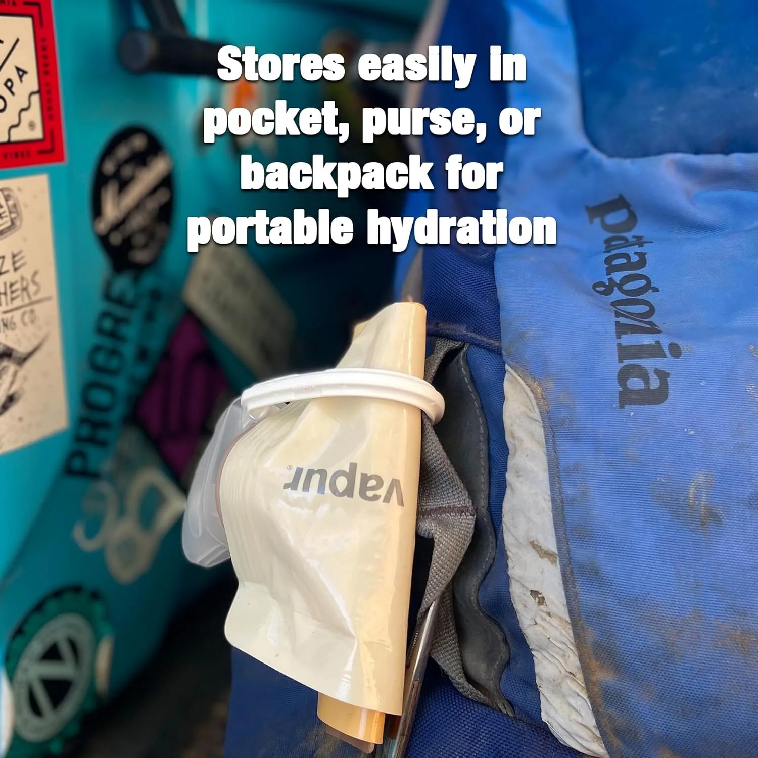 Vapur Collapsible Water Bottle With Carabiner, Compact Bottle Folds Flat For Hydration On The Go, Ideal for Traveling, Hiking or Camping, 23 Ounce, Black, Pack of 1