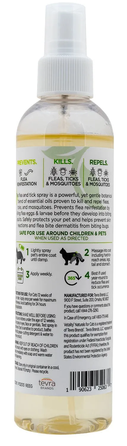 Vetality Naturals Flea & Tick Spray for Cats, 8 oz