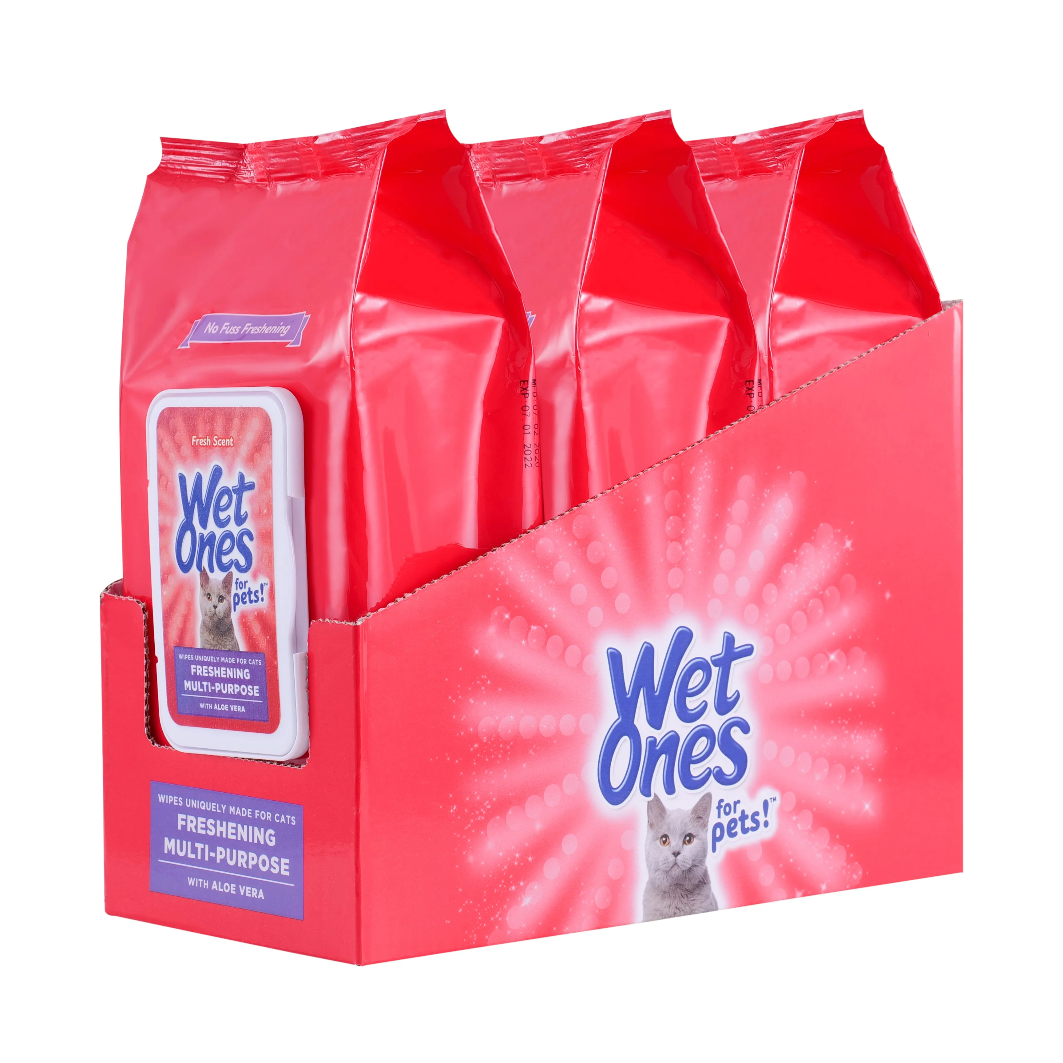 Wet Ones Multipurpose Wipe for Cats - 100 ct pouch, 3 pc PDQ