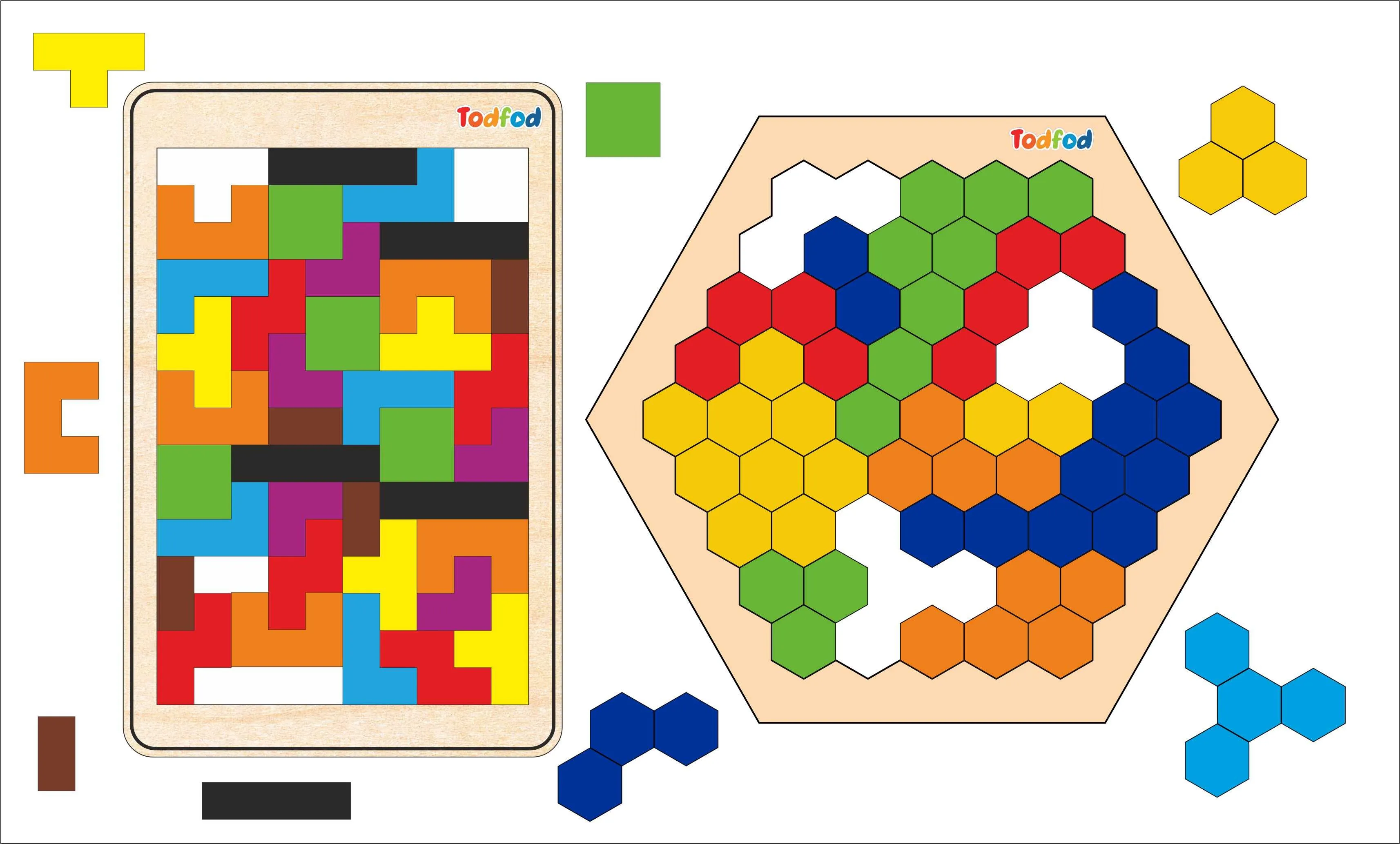 Wooden Hexatetris Puzzle Toy