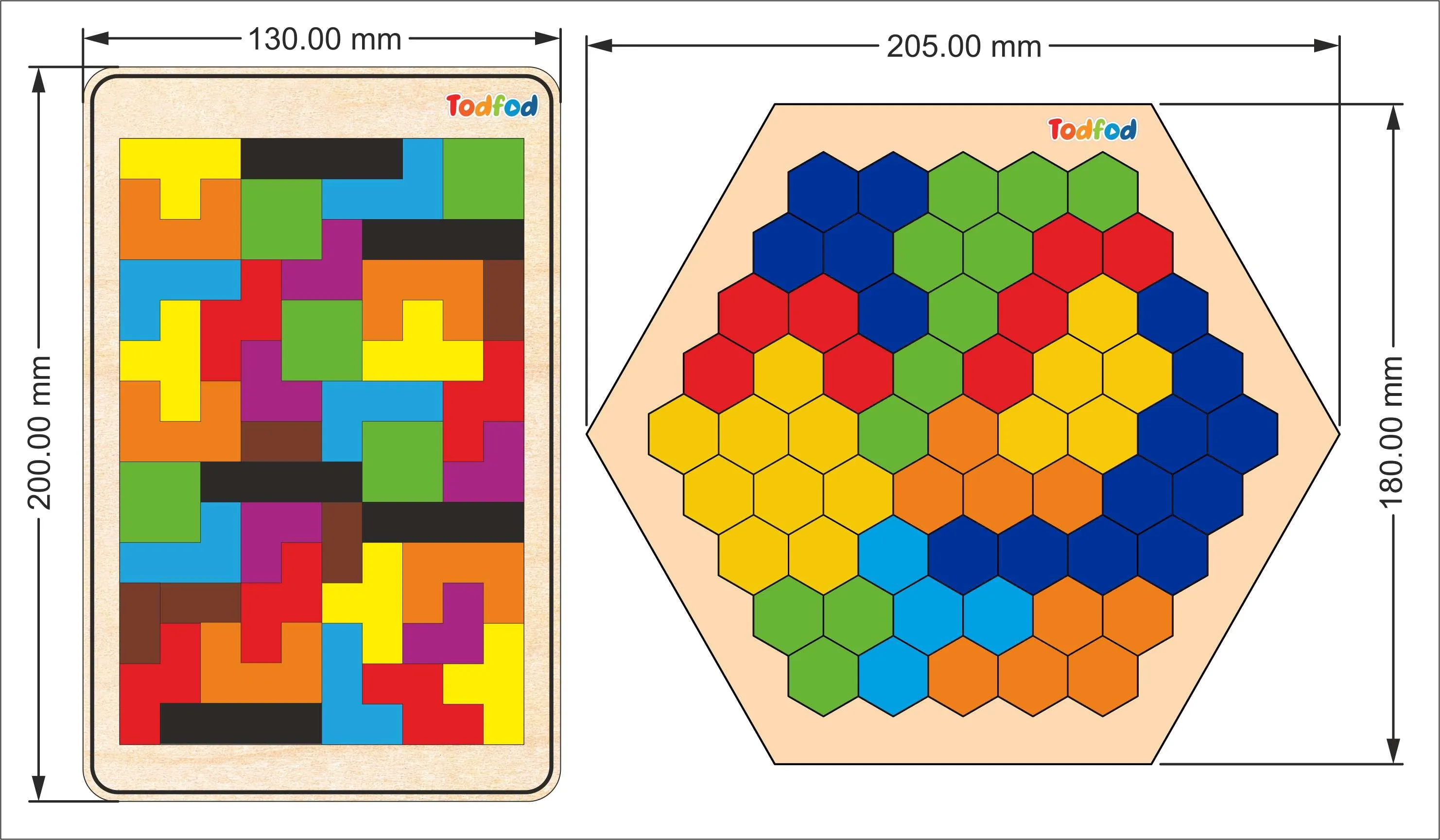 Wooden Hexatetris Puzzle Toy