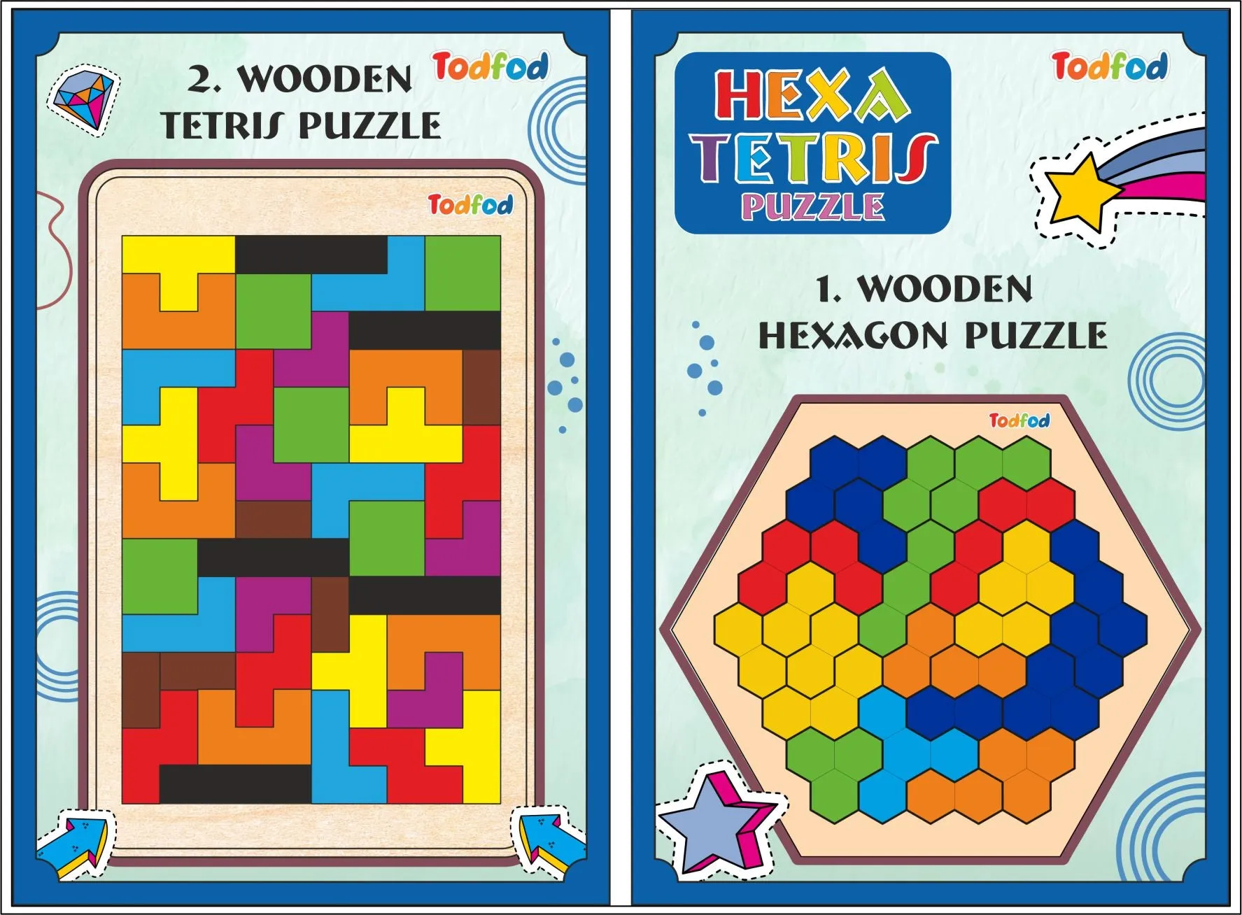 Wooden Hexatetris Puzzle Toy