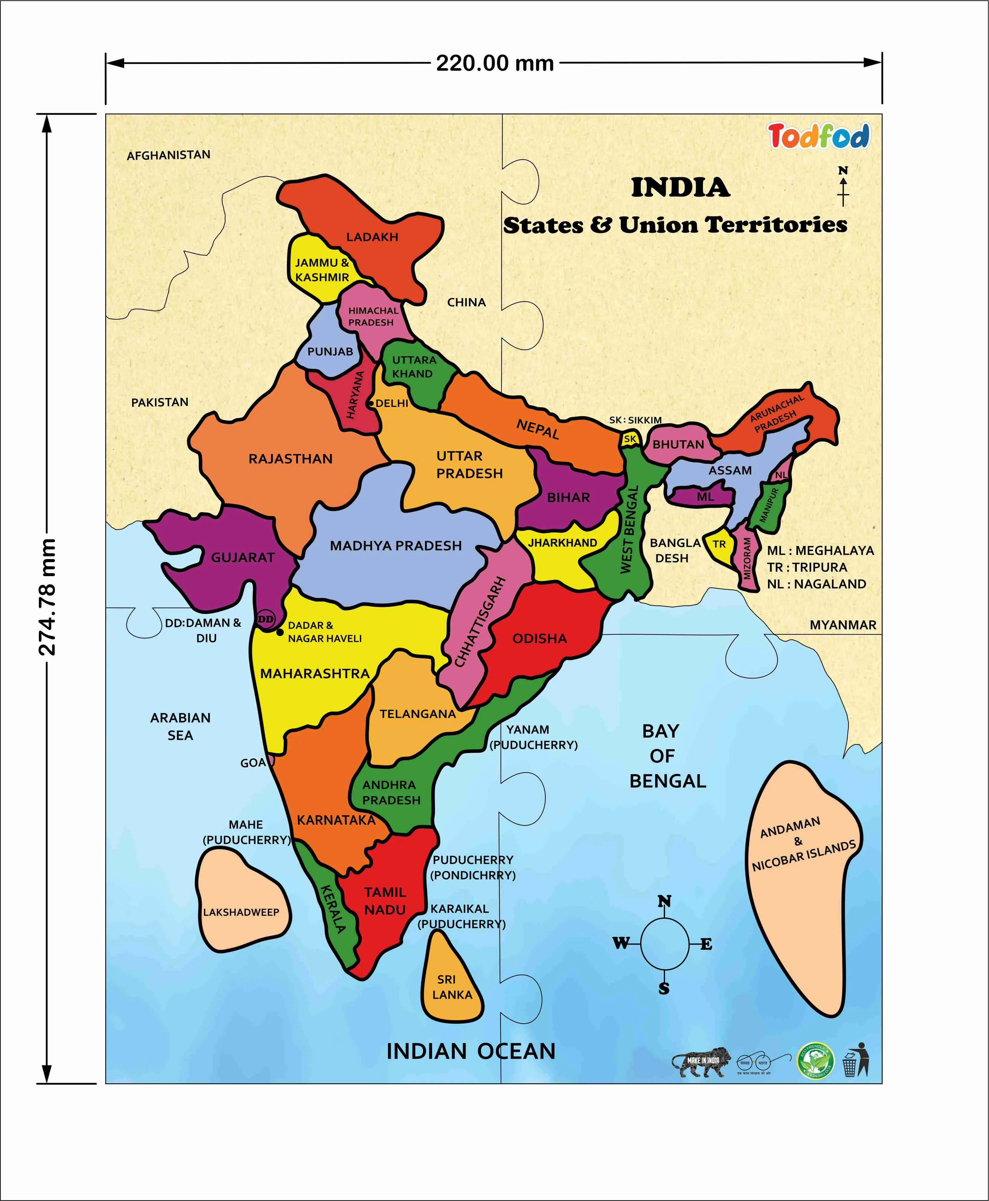 Wooden India Map State Jigsaw Puzzle